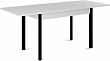 стол Милан-мини EVO 90х60 (+30+30) (ноги 9 чёрный) (Белый цемент)